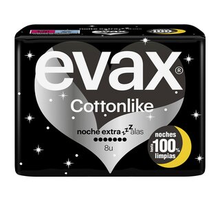 Evax cottonlike compresas noche extra alas