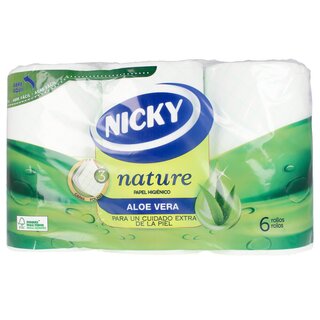 Nicky nature aloe vera papel higienico 3 capas 6 u