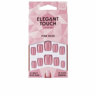 Elegant Touch polished colour nails with glue squoval #pink dusk