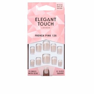 Elegant Touch french pink nails with glue square #126-S 2