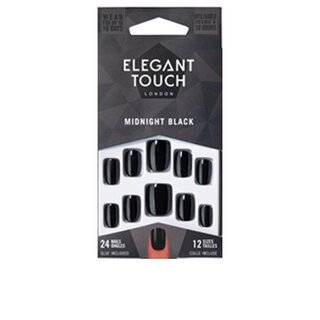 Elegant Touch core colour nails with glue squoval #midnight black