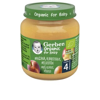 Gerber potito bio manzana albaricoque melocoton +4 Meses.