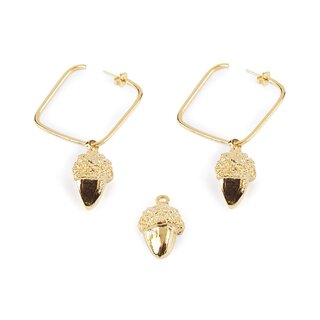 Shabama square acorn earrings #shiny gold 1 u